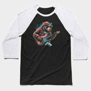 Bear playing electric guitar Baseball T-Shirt